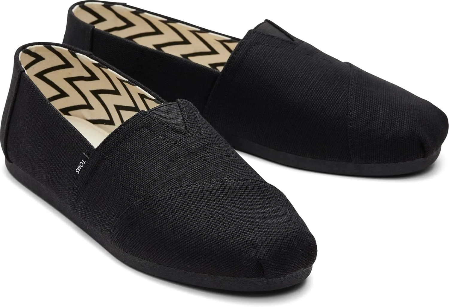 TOMS Men's Alpargata Slip-On Loafer Eco-Friendly Recycled Cotton Canvas, Elastic Gore, Rubber Sole