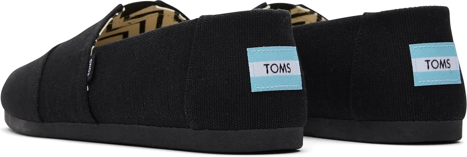TOMS Men's Alpargata Slip-On Loafer Eco-Friendly Recycled Cotton Canvas, Elastic Gore, Rubber Sole