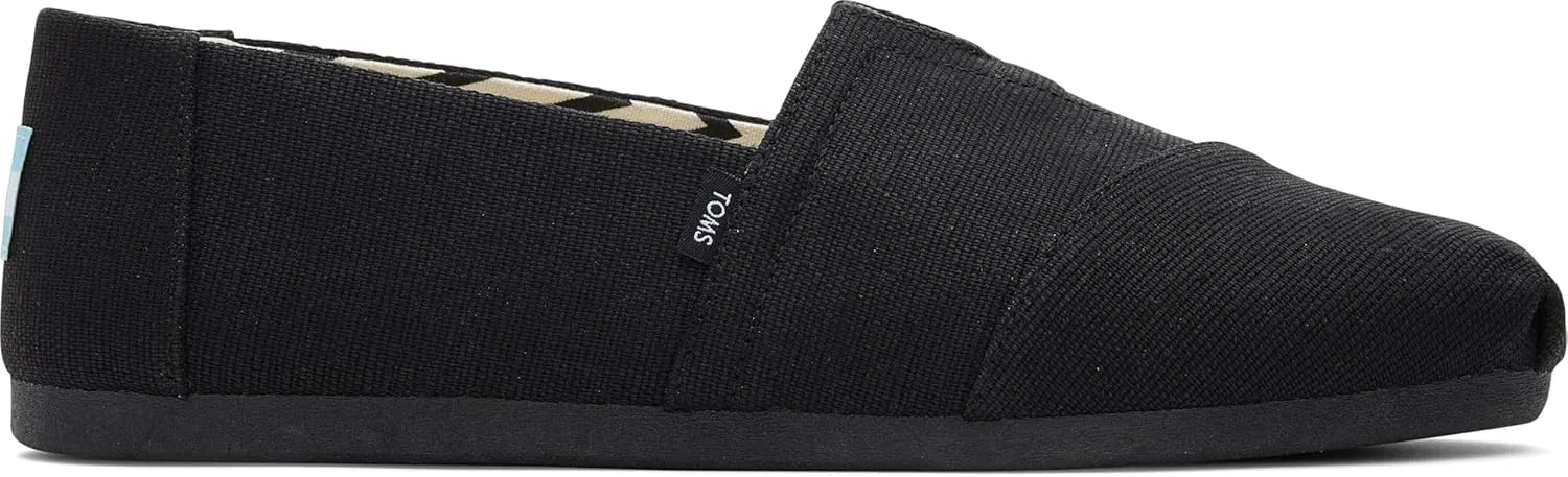 TOMS Men's Alpargata Slip-On Loafer Eco-Friendly Recycled Cotton Canvas, Elastic Gore, Rubber Sole