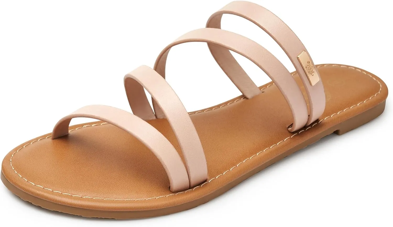 Trary Women's Flat Sandals,Strappy Flip Flops Dressy,Comfortable Slide for Girls' Summer