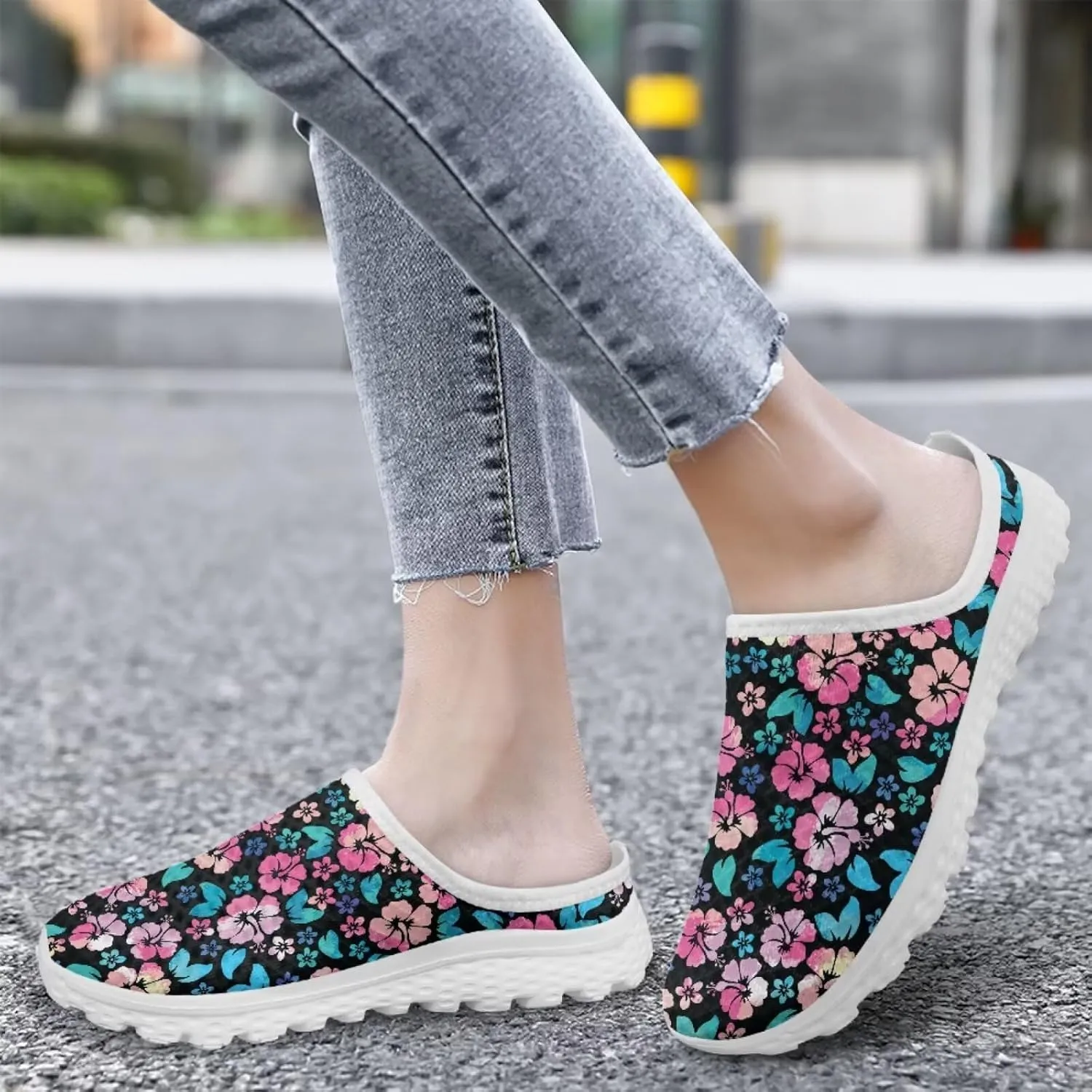 Tropical Flora Women's Arch Support Mule Garden Shoes Slip On Loafers Breathable Summer Barefoot Walking Flat