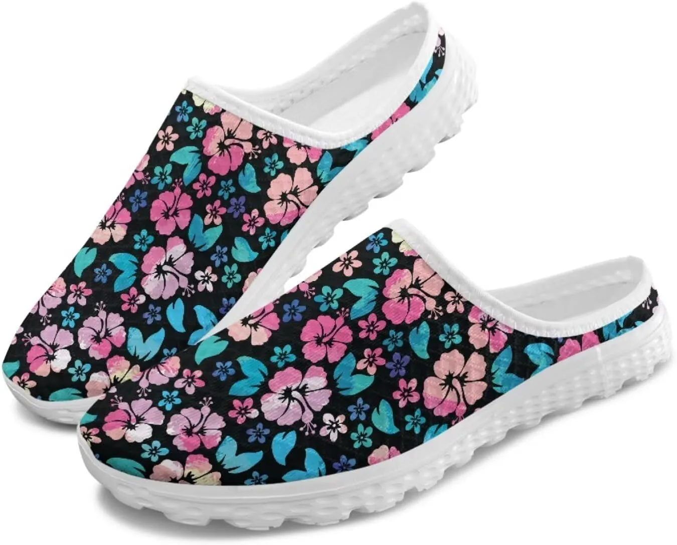 Tropical Flora Women's Arch Support Mule Garden Shoes Slip On Loafers Breathable Summer Barefoot Walking Flat