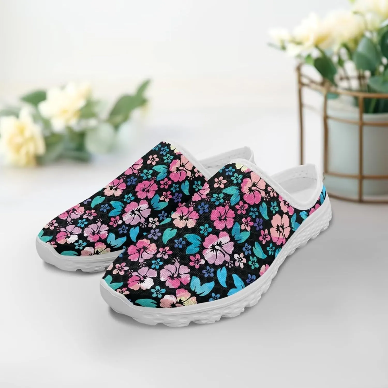 Tropical Flora Women's Arch Support Mule Garden Shoes Slip On Loafers Breathable Summer Barefoot Walking Flat