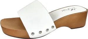 TruFox Classic Slide Sandals Low Heel Lightweight Faux Wood