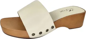 TruFox Classic Slide Sandals Low Heel Lightweight Faux Wood