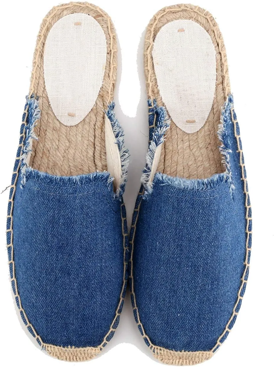 U-lite Women's Simple Mule Breathable Flat Espadrilles Shoes, Pure Color Mules