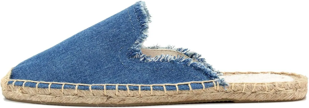 U-lite Women's Simple Mule Breathable Flat Espadrilles Shoes, Pure Color Mules