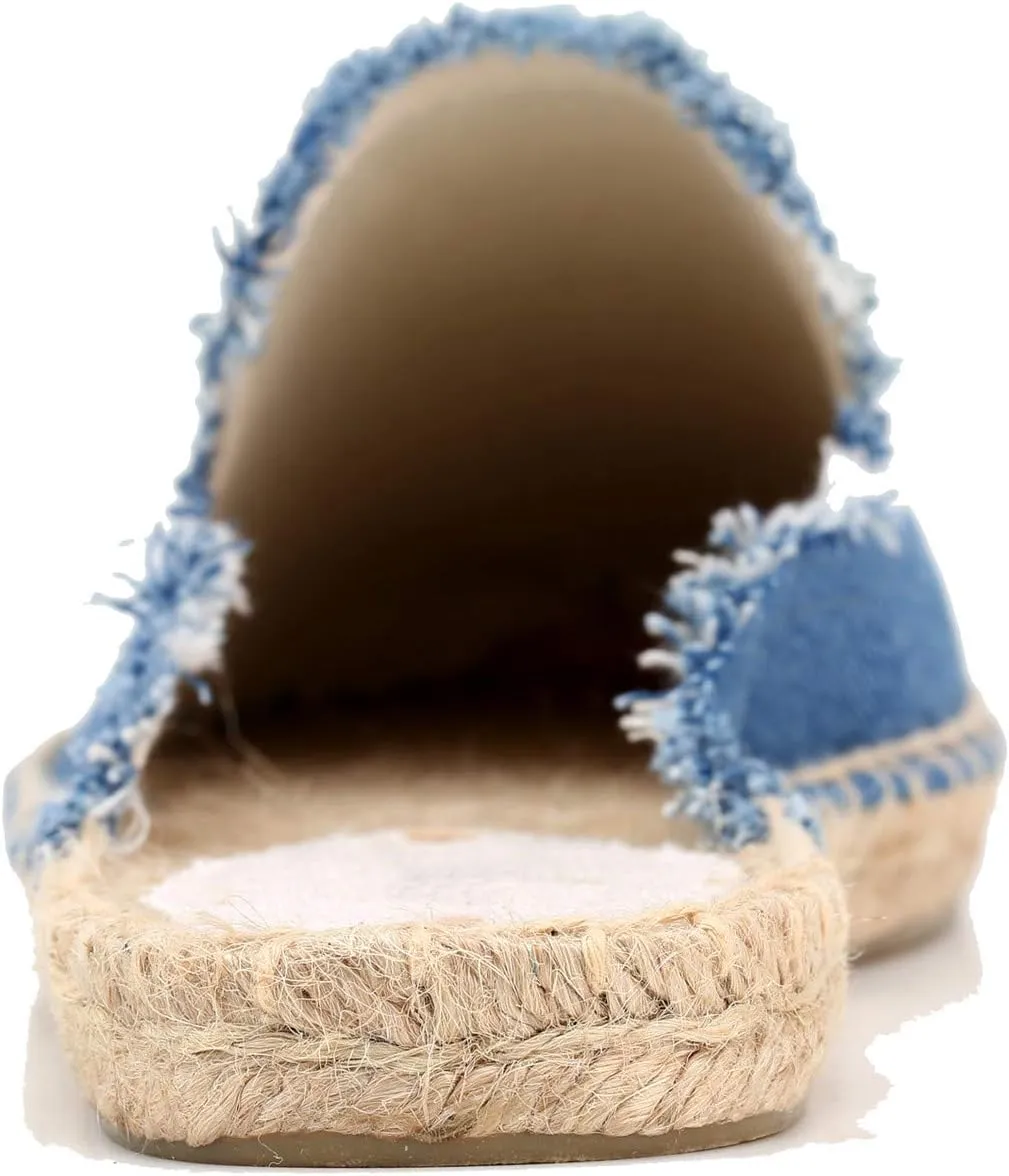 U-lite Women's Simple Mule Breathable Flat Espadrilles Shoes, Pure Color Mules