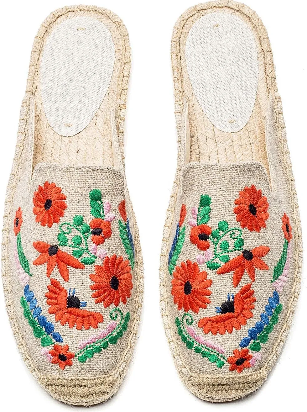 U-lite Women's Stylish Embroidery Flat Espadrilles Fancy Mule