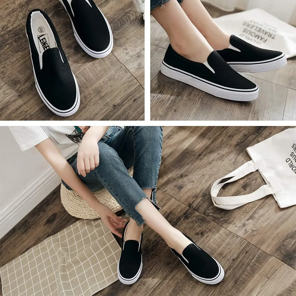 UJoowalk Womens Canvas Slip on Fashion Sneaker Skate Shoe