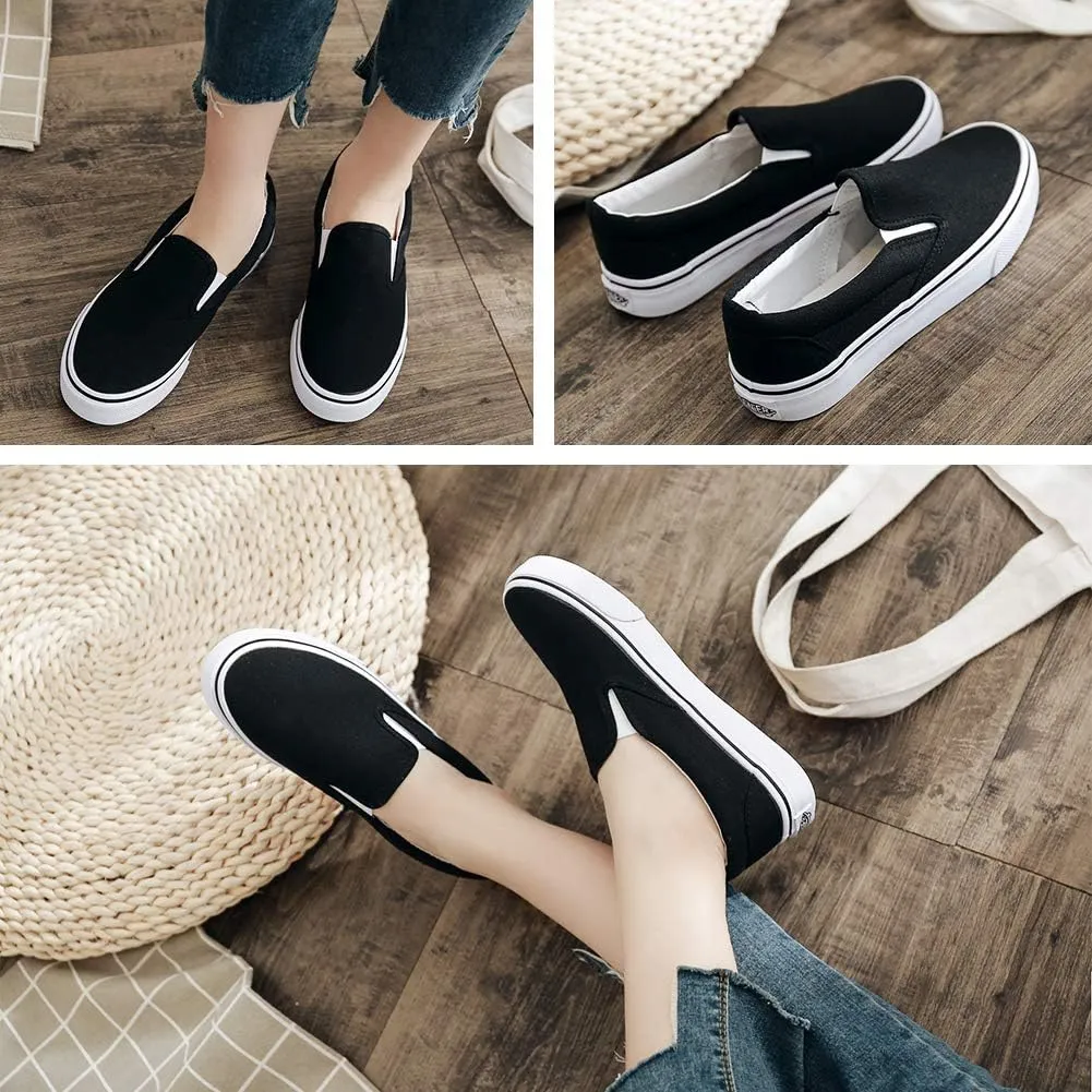 UJoowalk Womens Canvas Slip on Fashion Sneaker Skate Shoe
