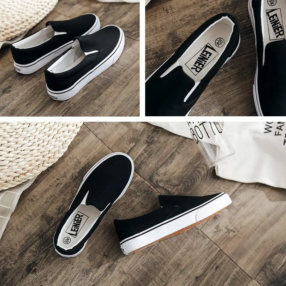 UJoowalk Womens Canvas Slip on Fashion Sneaker Skate Shoe