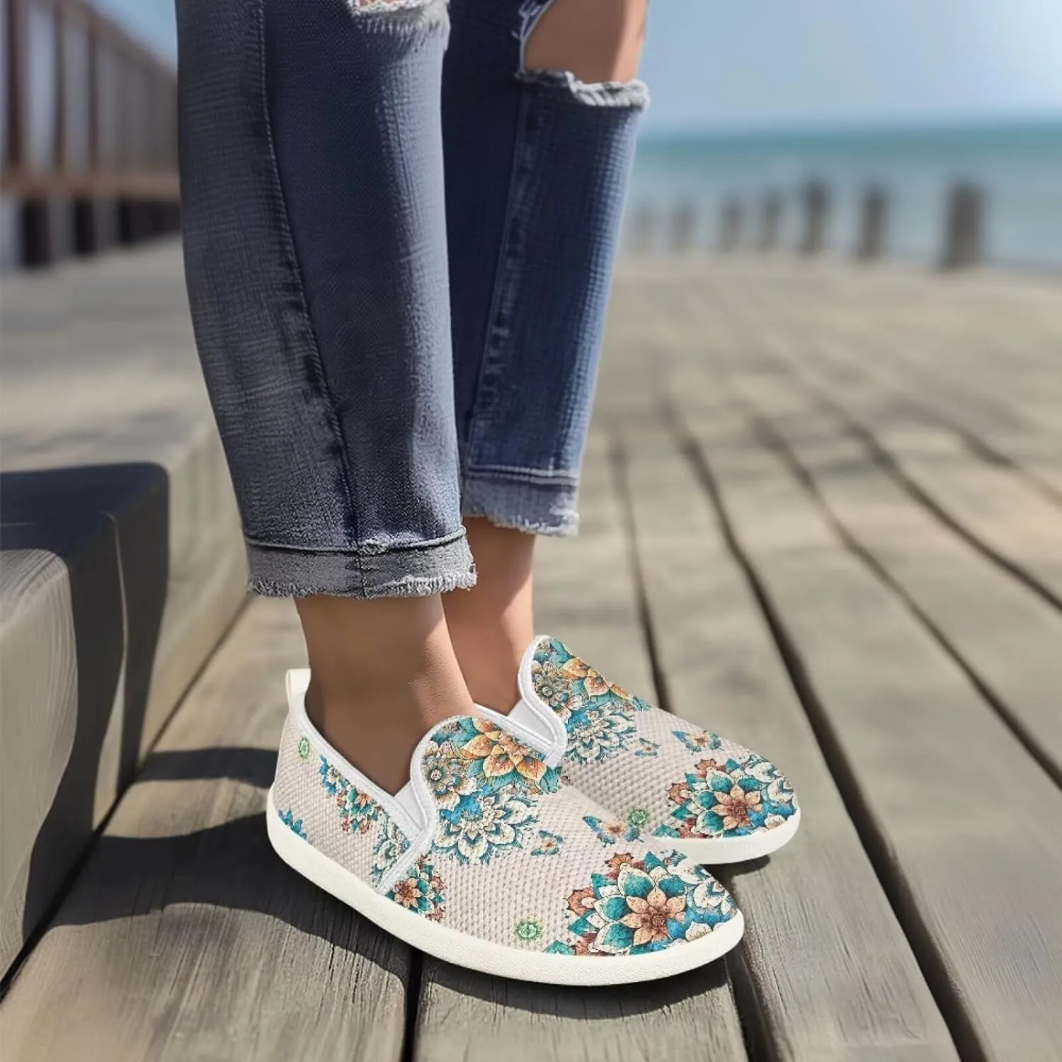 UNICEU Women Slip On Walking Sneaker Light Weight Sneaker Low Cut Flat Work Loafers Womens Casual Footwear Trainer