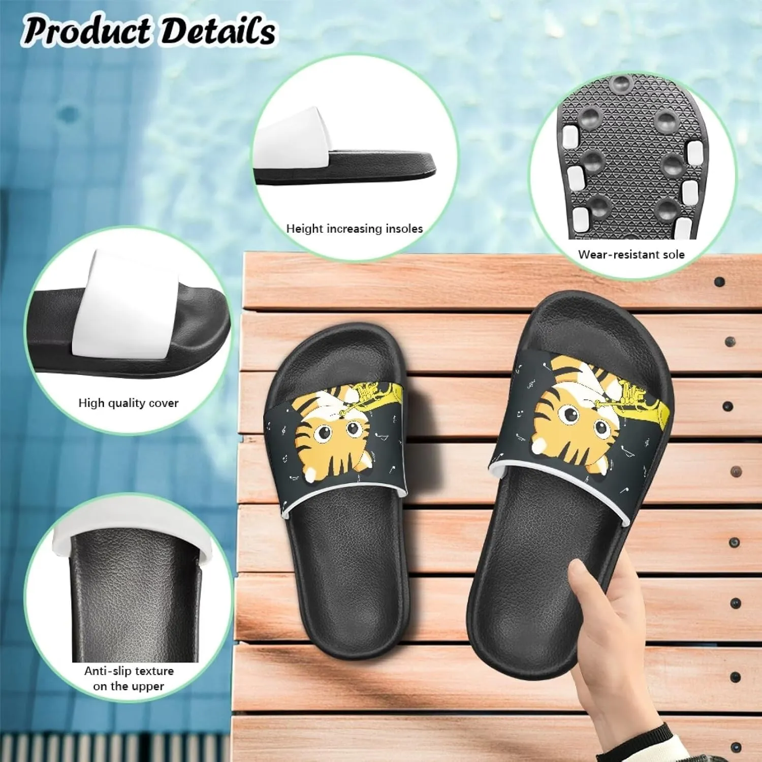 Unisex-Child Beach Slides Comfort Slide Sandals Slip Resistant Slippers for Indoor Outdoor Water Shoes Flip Flop