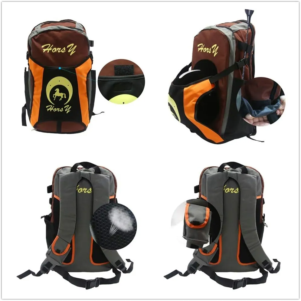 UNISTRENGH Professional Horse Riding Boot Bag Helmet Bag Parent-C Equestrian Horse Riding Backpack with Hat Compartment