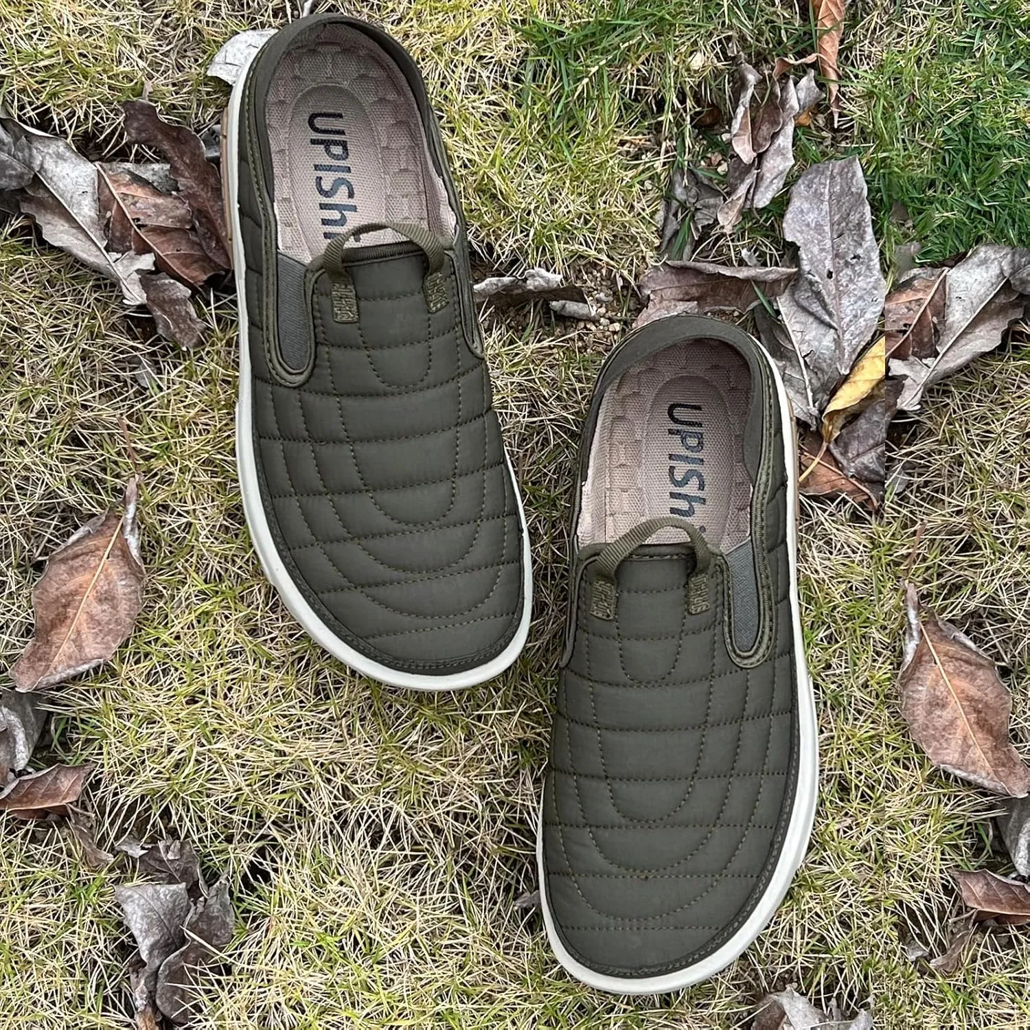 UPIShi Men's House Wide Slippers Indoor Outdoor Loafers Casual Walking Camping Slip On Shoes