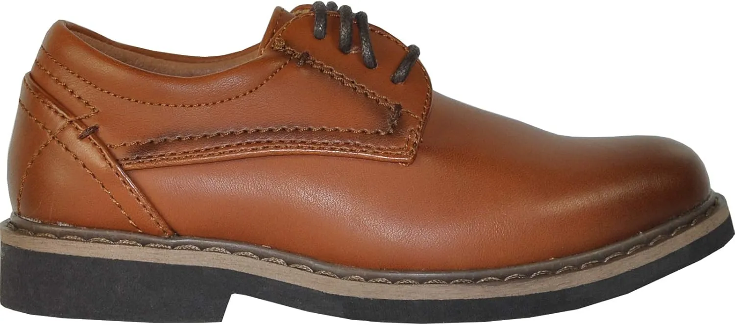 VANGELO Boy Dress Shoe Vallo Oxford Lace Up and Loafer Slip On Formal Tuxedo for Prom Wedding Ortholite Insole Size from Toddler to Big Kid