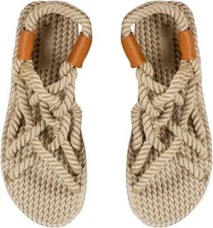 Verdusa Women's Braided Rope Sandals Crisscross Strappy Open Toe Summer Slide Sandals