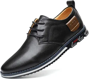 Veslexth Men Casual Driving Sneakers Loafers Breathable Comfort Walking Wing Tips Lace Up Luxury Leather Shoes for Male Business Work Office Dress Outdoor