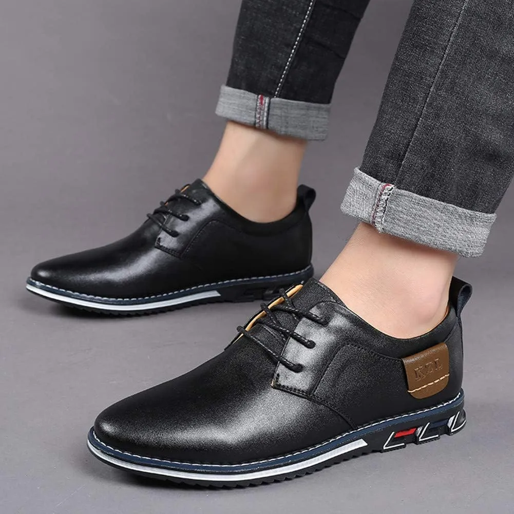 Veslexth Men Casual Driving Sneakers Loafers Breathable Comfort Walking Wing Tips Lace Up Luxury Leather Shoes for Male Business Work Office Dress Outdoor
