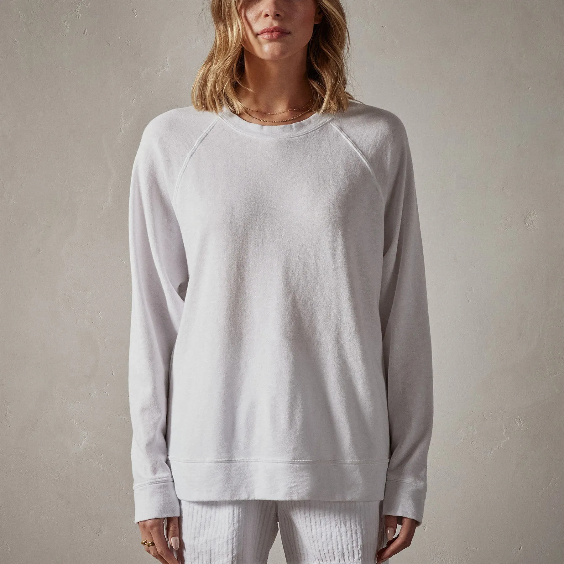 Vintage French Terry Relaxed Sweatshirt - White