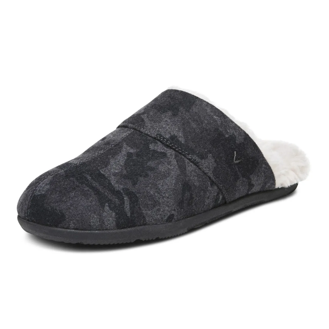 Vionic Men's Alfons Dark Shadow Camo Gray Mule Orthotic Slipper