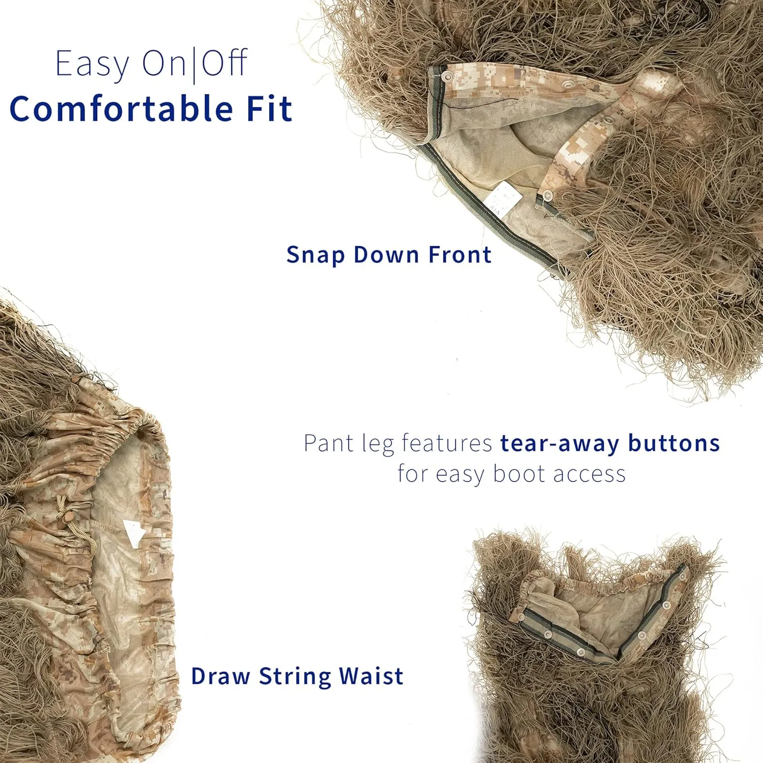 VIVO Ghillie Suits, Adult and Youth Sizes, Dry Grass, Leaf, and Woodland Camo Styles