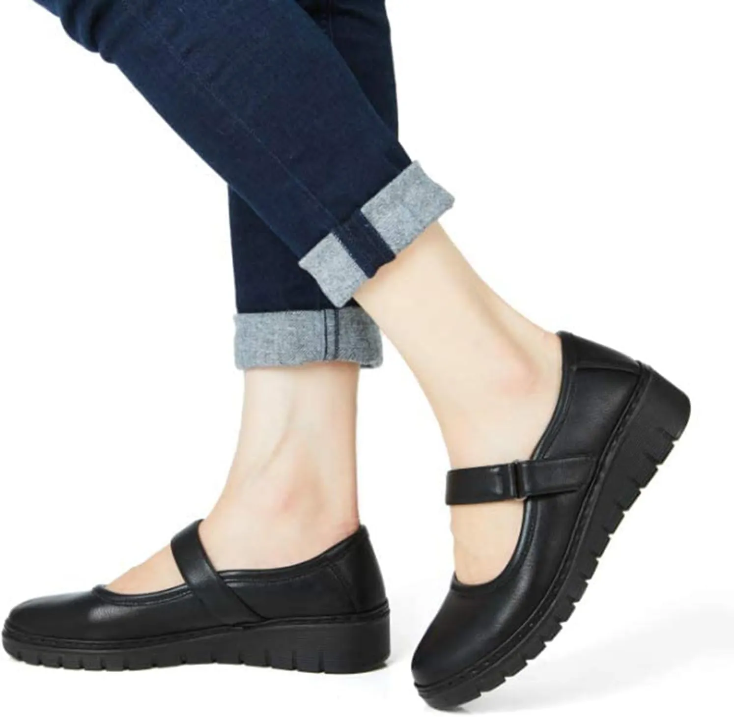 VJH confort Women s Mary Jane Flats, Breathable Comfort Round Toe Low Heel Slip-on Light Weight Walking Shoes