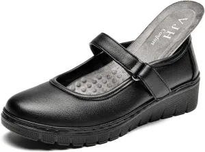 VJH confort Women s Mary Jane Flats, Breathable Comfort Round Toe Low Heel Slip-on Light Weight Walking Shoes