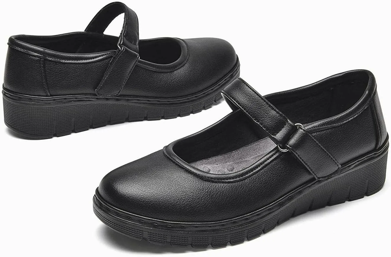 VJH confort Women s Mary Jane Flats, Breathable Comfort Round Toe Low Heel Slip-on Light Weight Walking Shoes
