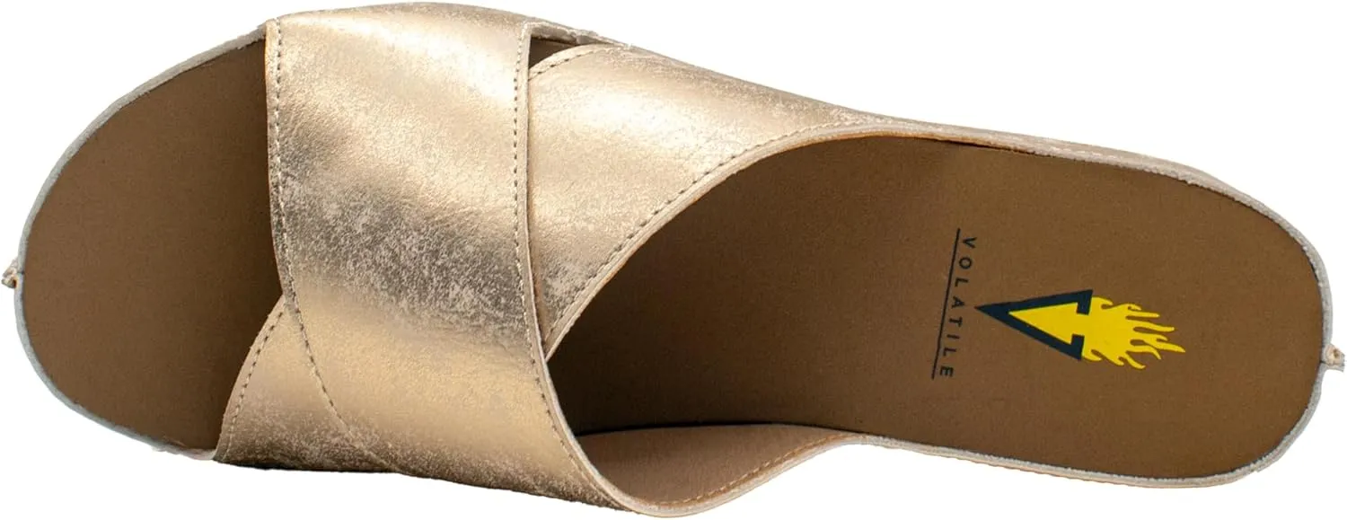 VOLATILE Womens Edith Platform Slide Casual Sandals Casual Low Heel 1-2" - Brown
