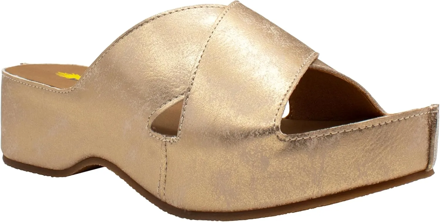 VOLATILE Womens Edith Platform Slide Casual Sandals Casual Low Heel 1-2" - Brown