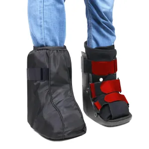 Walking Boot Cover for Medical Brace Orthopedic and Fracture Cast with Integrative Slip-Resistant Rubber Sole (Black, Short, Large)