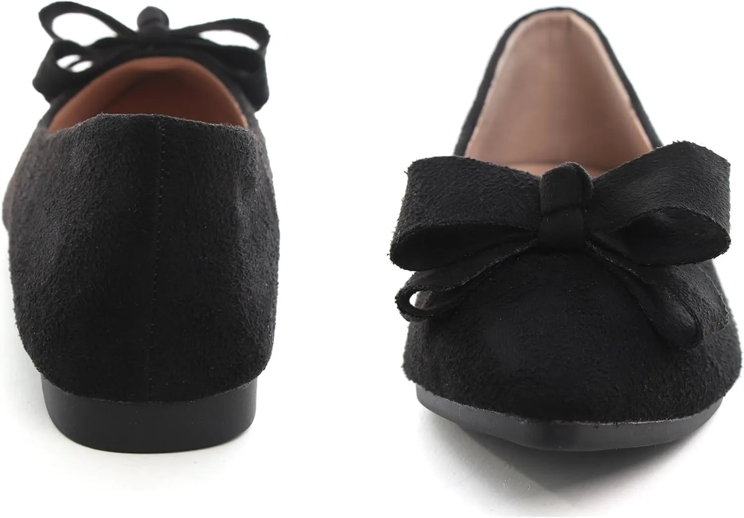 WENJIAZHIZHI Flat Dress Shoes Women Comfortable Ballet Flats Slip On Pearls Knot Dressy Shoes Pointed Toe