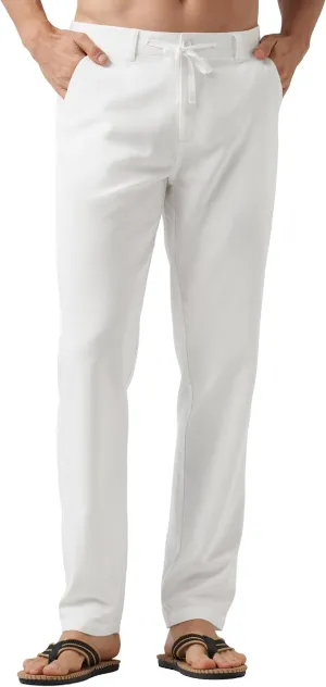 Willit Men's Linen Pants Casual Linen Dress Pants Drawstring Beach Summer Lightweight Trousers 29" 30" 32"