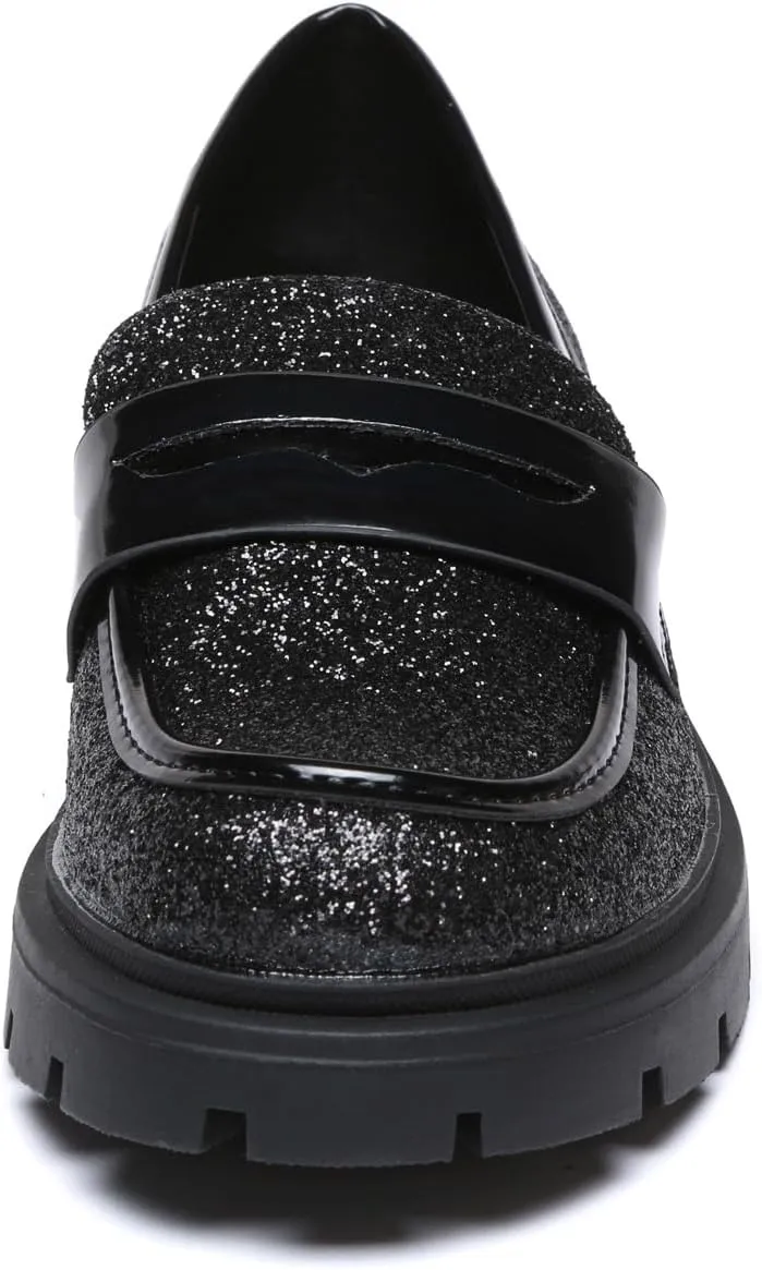 Women Penny Loafers Casual Hollow Out Slip On Chunky Platform Loafers Work Shopping Travel Shoes