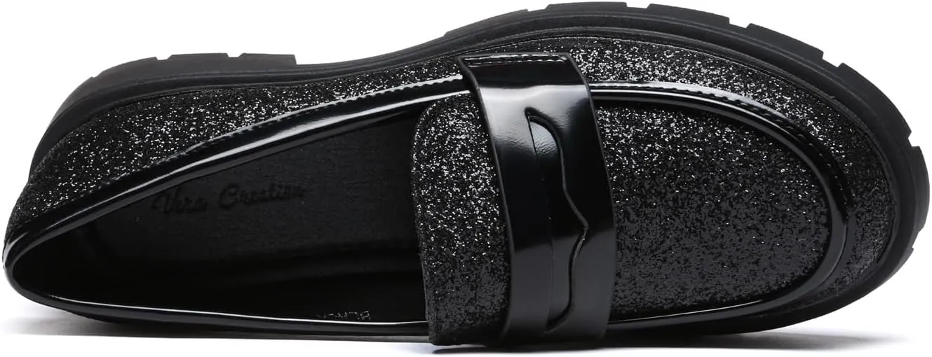 Women Penny Loafers Casual Hollow Out Slip On Chunky Platform Loafers Work Shopping Travel Shoes