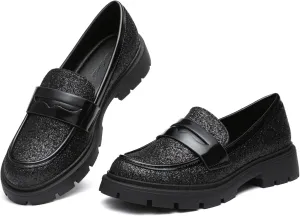 Women Penny Loafers Casual Hollow Out Slip On Chunky Platform Loafers Work Shopping Travel Shoes