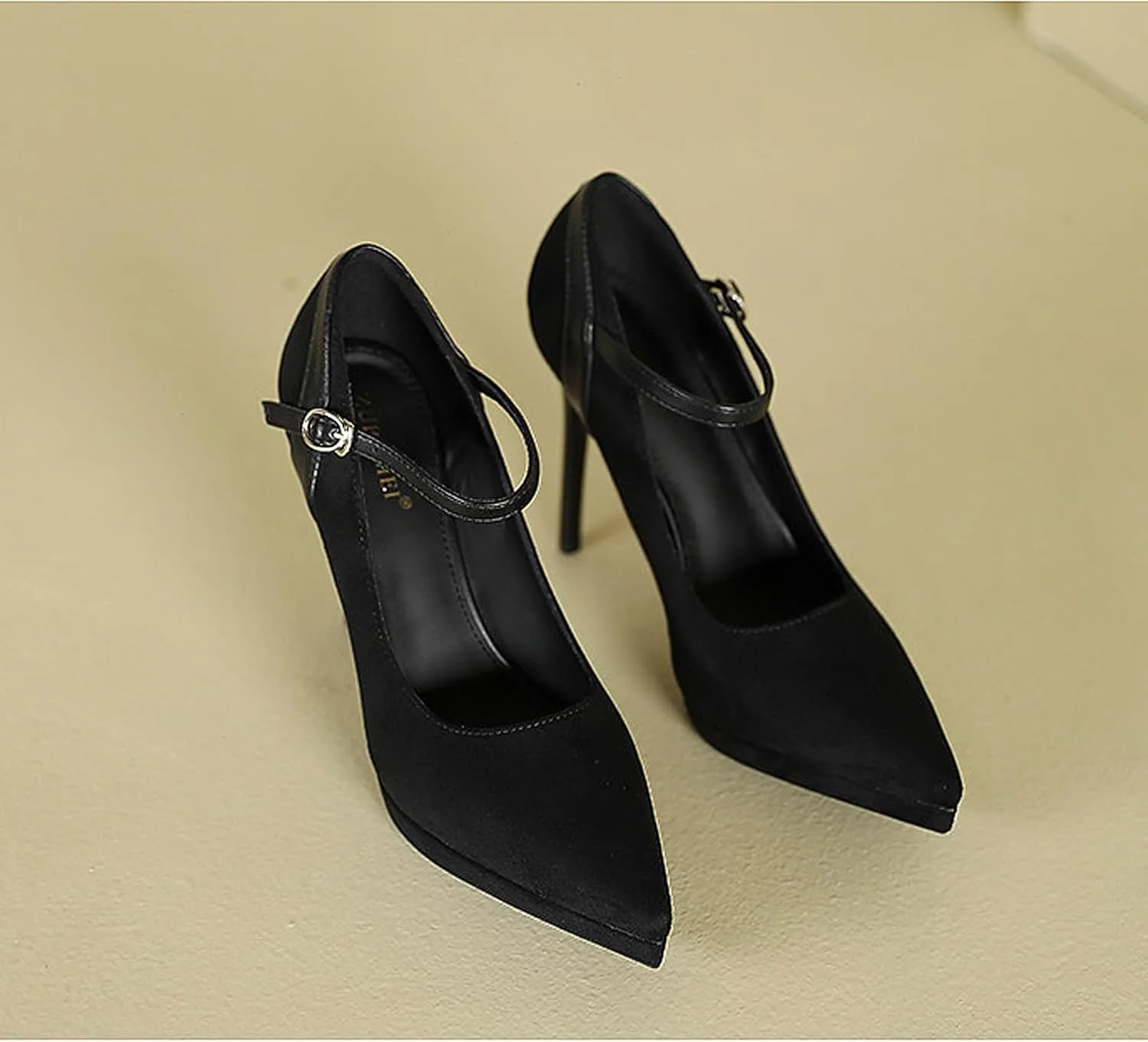 Women's Ankle Cross Strap Pumps Platform Stiletto Dress High Heel Mouth Heeled Office Clubbing Work Courts Shoes Ladies Party Wedding Fashion Closed Pointed Toe Slip On