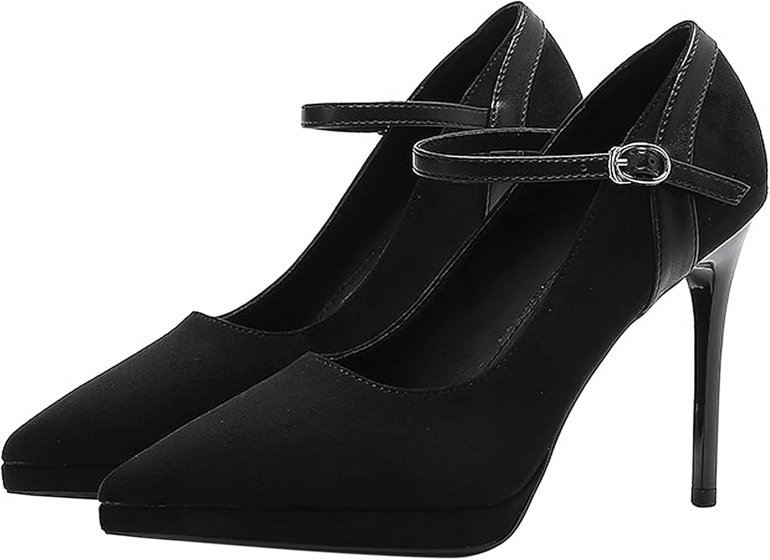 Women's Ankle Cross Strap Pumps Platform Stiletto Dress High Heel Mouth Heeled Office Clubbing Work Courts Shoes Ladies Party Wedding Fashion Closed Pointed Toe Slip On