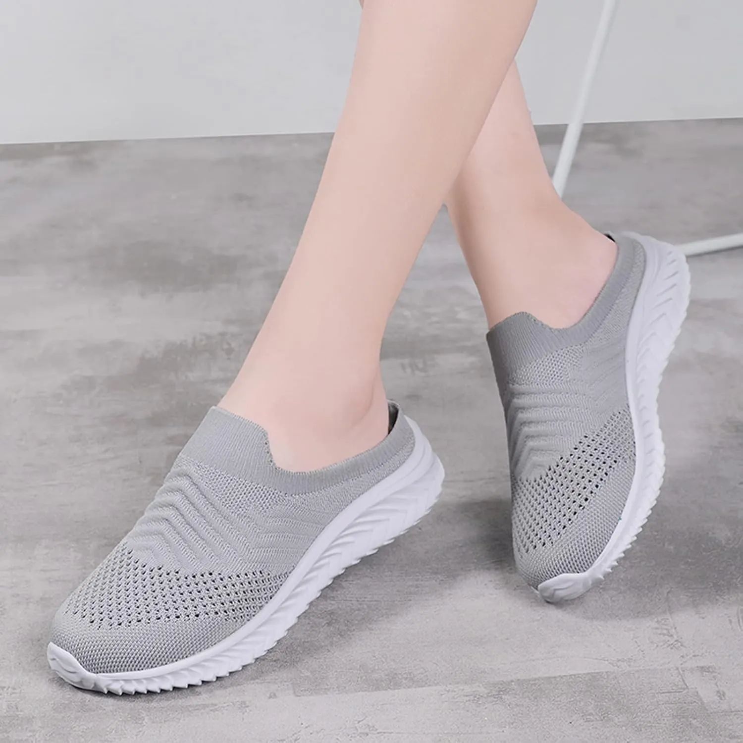 Women's Backless Slip on Mesh Sneakers Shoes Mens Running Shoes Walking Women's Casual Shoes Black Platform Sneaker Tennis Shoe Loafers Casual Slip On