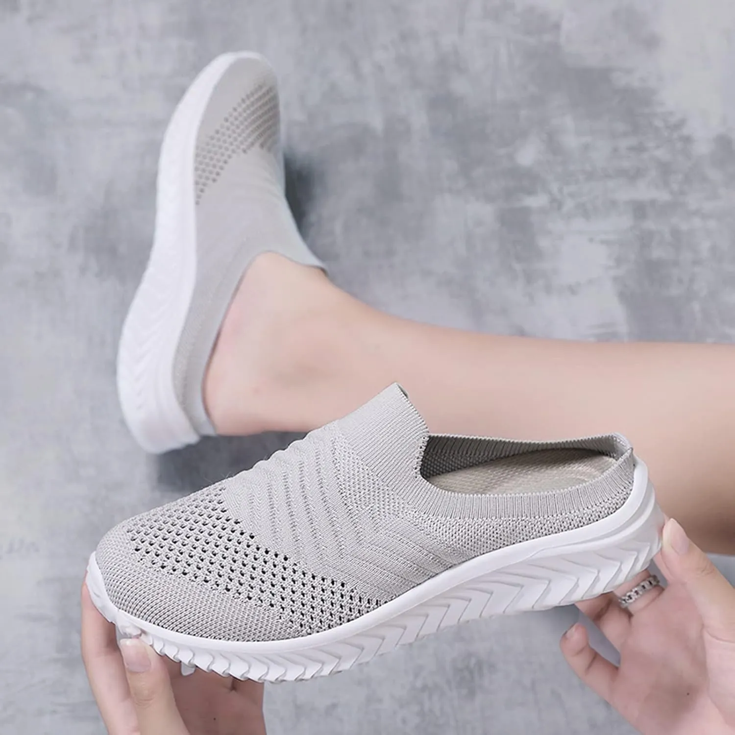 Women's Backless Slip on Mesh Sneakers Shoes Mens Running Shoes Walking Women's Casual Shoes Black Platform Sneaker Tennis Shoe Loafers Casual Slip On
