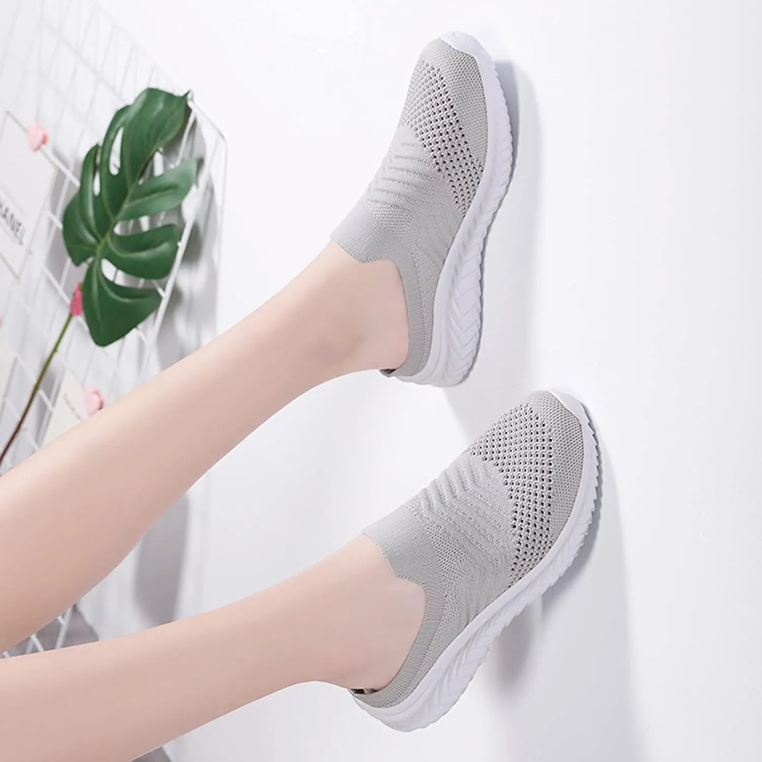 Women's Backless Slip on Mesh Sneakers Shoes Mens Running Shoes Walking Women's Casual Shoes Black Platform Sneaker Tennis Shoe Loafers Casual Slip On
