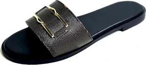Women's Comfort Slide Sandals Fashion Summer Leather Flat Sandals