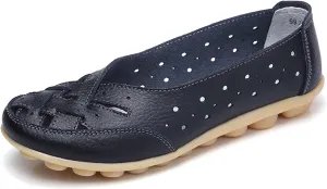 Women's Cowhide Leather Shoes Loafers Flats Sandals Slip-On Breathable