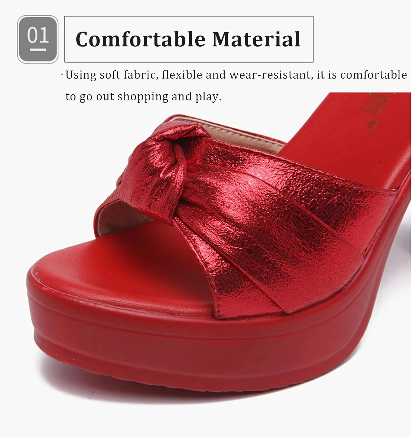 Women's Fish Mouth Platform Chunky High Heel Mule Sandals Comfortable Lightweight Slip On Open Toe Wedge Slide Sandals Fashion Dress Sandals for Formal Evening Party Wedding