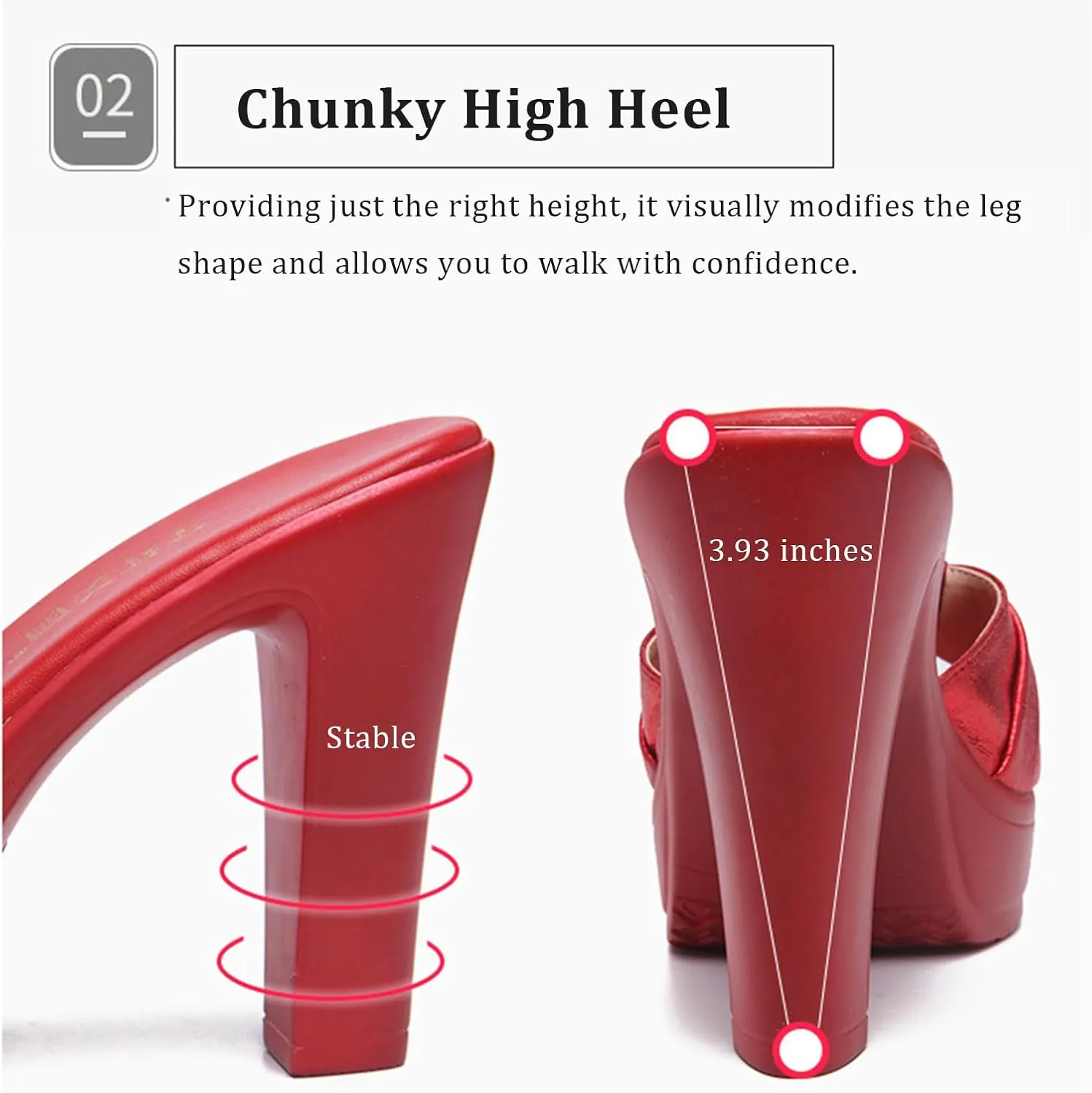 Women's Fish Mouth Platform Chunky High Heel Mule Sandals Comfortable Lightweight Slip On Open Toe Wedge Slide Sandals Fashion Dress Sandals for Formal Evening Party Wedding