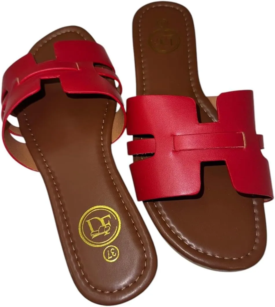 Women's Flat Slide Sandals, Open Toe Slip-On