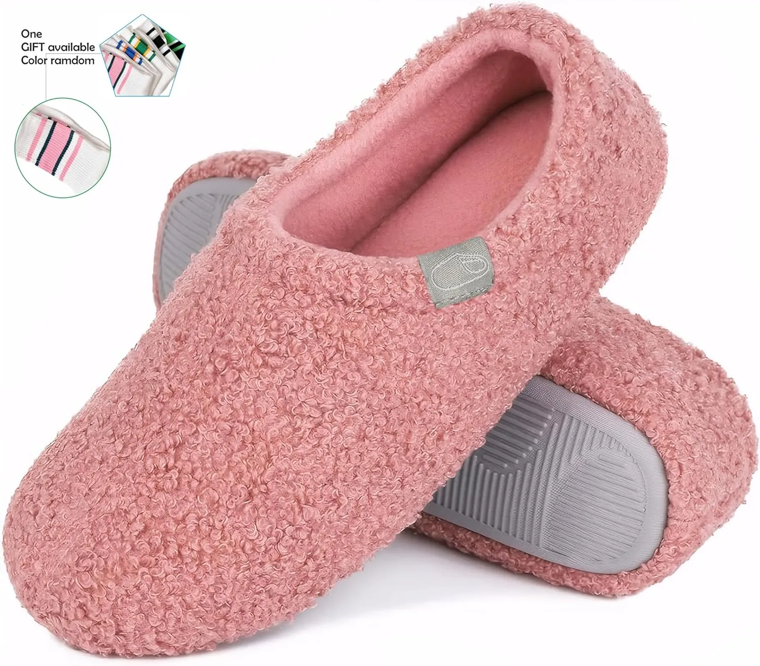 Women's Fuzzy Curly Fur Memory Foam Loafer Slippers with Polar Fleece Lining