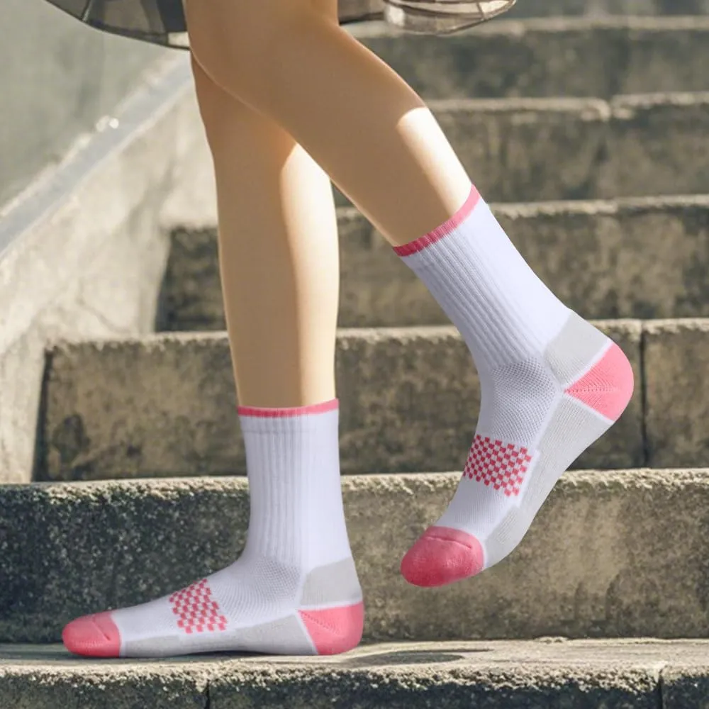 Womens Gym Tennis Casual Everyday Work Training Athletic Socks For Women, Moisture Wicking Cushioned Crew Socks